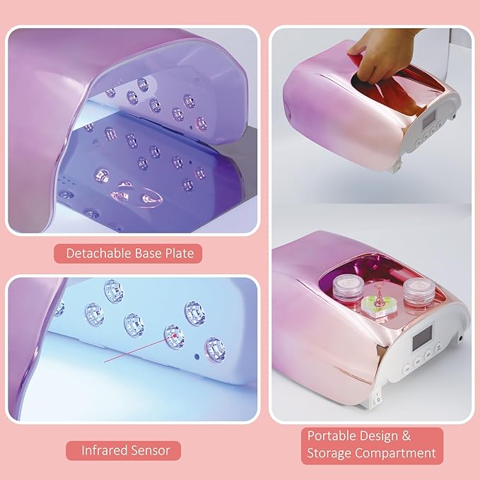126W Cordless Rechargeable UV LED Nail Lamp,Professional UV Light for Gel Nails Gel Curing Lamp with 4 Timer Setting Auto Sensor, LED Nail Dryer for Fingernail and Toenail Home Salon