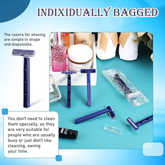 Chumia Twin Blade Razors for Men Stainless Steel Disposable Razors Men Bulk Plastic Shavers Multipurpose Portable Manual Disposable Shavers for Bathing Hotel Travel(1000 Pieces)