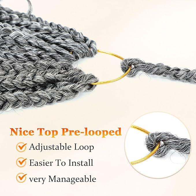 9 Packs Goddess Box Braids Crochet Hair Boho Crochet Box Braids With Curly Ends Crochet Hair For Black Women, 12 Inch Pre Looped Bohemian Crochet Box Braids Hair (12Inch 9 Packs,TGrey)