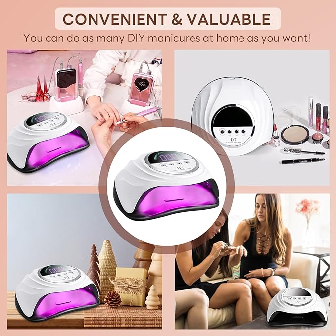 UV Nail Lamp 280W Professional LED Nail Dryer for Gel Nails with 66pcs Lamp Beads Includes 4 Timers and Automatic Sensor Ideal for Home Salon Use Fast Drying Technology for Perfect Nails