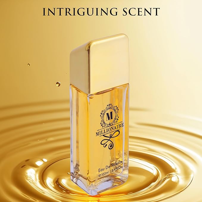 Millionaire Eau De Toilette for Men Citrus, Woody & Spicy Blend Top Notes of Orange & Grapefruit with Mint - Base Notes of Amber, Leather & Patchouli - Vegan & Cruelty-Free - Elegant 100ml Bottle