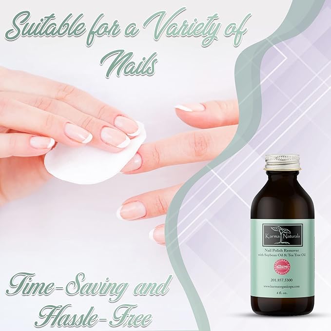 Karma Organic Nail Polish Remover & Nail Polish Bundle – Soybean Tea Tree Nail Polish Remover (4FL-Oz) Organic Nail Polish (0.43FL-Oz)