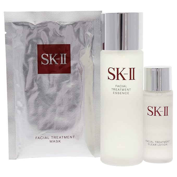 SK-II Pitera First Experience for Unisex 3 Piece Kit (2.5 Ounce Facial Treatment Essence + 1 Ounce Facial Treatment Clear Lotion + 1 Count Facial Treatment Mask)