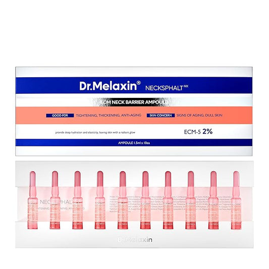 Necksphalt Neck ECM Barrier Ampoule for Anti-Aging Neck Skin, Tightening and Wrinkles for an Even Skin Tone and Neck Lift, 1.5ml*10ea