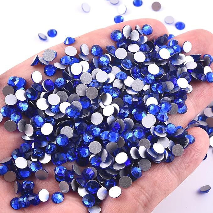 Blinginbox Flatback Rhinestones Bulk,14400pcs Crystal Round Loose Gemstones Glass Rhinestones for Crafts Makeup Nail Art Clothes Shoes DIY Decorations(SS10,2.7-2.9mm,Sapphire)