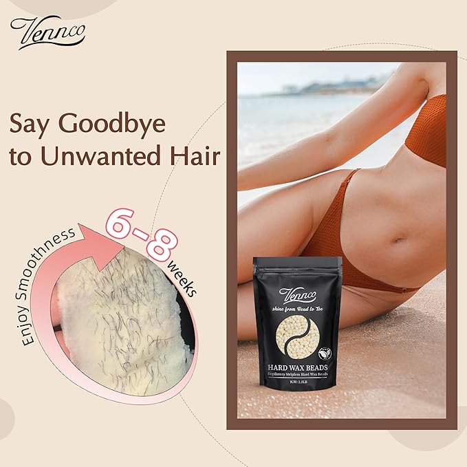 2.5lb Cream Hard Wax Beads, Premium Coconut-Infused Hair Removal Wax for Full Body - Ideal for Brazilian, Bikini, Legs, Arms, Chest, and Back