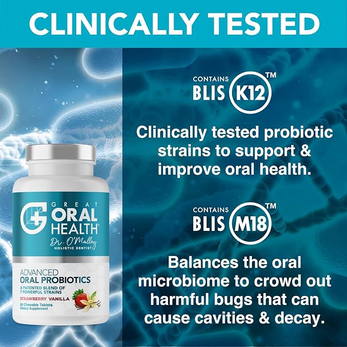 Advanced Oral Probiotics for Mouth Bad Breath Treatment for Adults, Dentist Formulated BLIS K12 M18 Oral Health Probiotics for Teeth/Gums, Flavor Variation Pack: Mint, Strawberry Vanilla 60 Count Each