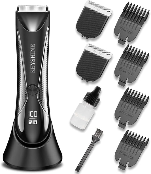 Electric Body Hair Trimmer for Men: Waterproof 2-in-1 Groin Hair Trimmer for Beard Hair Chest Hair Armpit Hair Legs Hair Pubic Hair (Black-2)