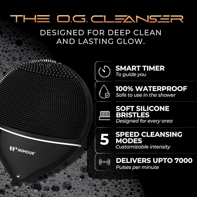 O.G. Cleanser Ultra-Hygienic Facial Cleansing Device for All Skin Types, Waterproof Face Massager | Advanced 5-Speed Smart Memory & Sonic Pulsation Technology for Deep Cleansing