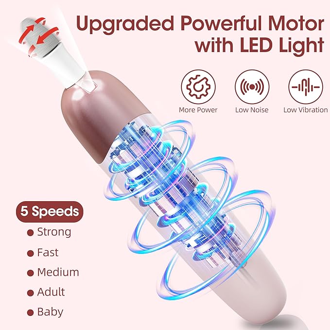 Cordless Electric Nail File Set, Portable Electric Nail Drill Machine, Professional Manicure Pedicure Kit, 5 Speeds Hand Foot Care Tool for Calluses, Thick Nails, Grind, Trim, Polish