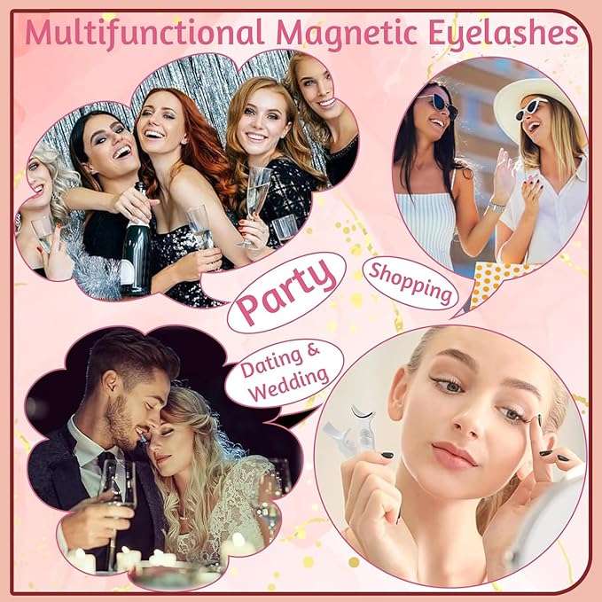 Meylora Magnetic Lashes,Meylora Magnetic Eyelashes with Applicator Reusable Magnet Eyelashes without Eyeliner Natural Look No Glue or Liner Needed(Natural+Iris)