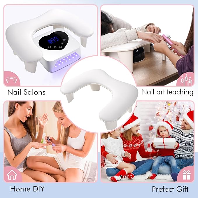 Arm Rest for Nails Tech Professional Manicure Hand Rest Pillow U-Shaped Soft PU Leather Detachable Manicure Hand Rest for Nails Toenails and Acrylic Nails Tech White