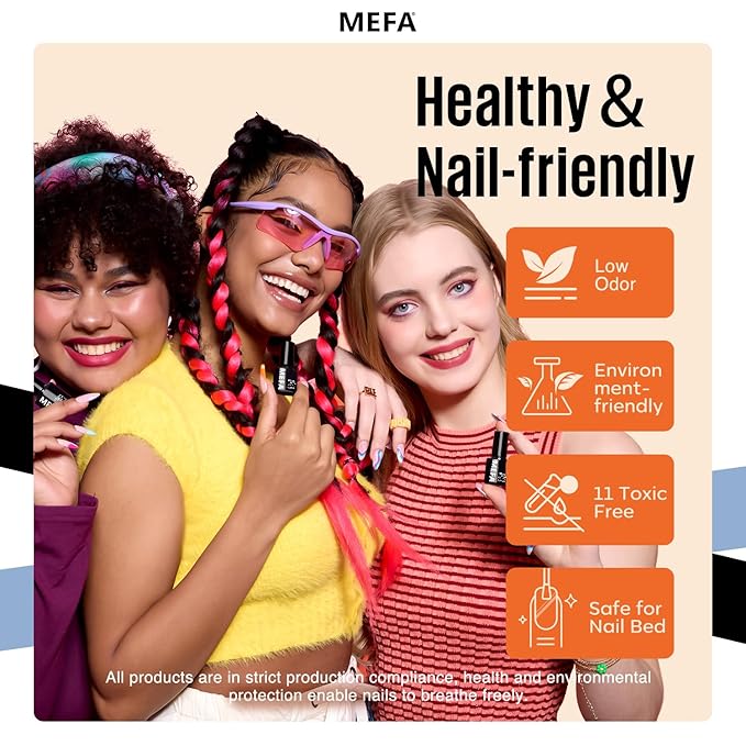 MEFA Gel Nail Polish Set, 12 Colors Orange Burgundy Red Gel Polish Set Flash Dark Red Glitter Nail Polish Shimmer Nude Brown Blue Yellow Nail Gifts for Women Girl DIY Salon Home Spring Summer