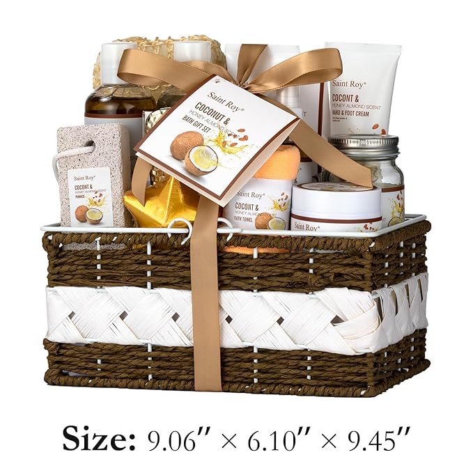 Beauty & Personal Care Set, Perfumes Bath Spa Gift Baskets 26 pcs for Women & Men Bath and Body Shower Bath Kit, Coconut & Honey Almond Pampering Large Luxury Home Spa Kit, Mother's Day Gifts for Mom