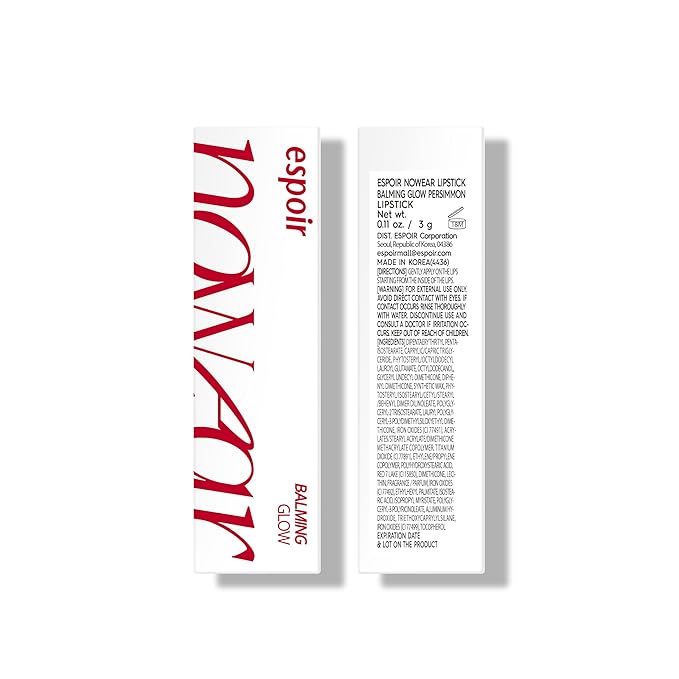 Espoir Lipstick Nowear Balming Glow #9 Persimmon 0.1oz | Lightweight Moisturizing Lip | Long-Lasting Vibrant Color | Non-Sticky Softness for Chapped Lip Balm | Vegan Cruelty-Free | Korean Lip Makeup