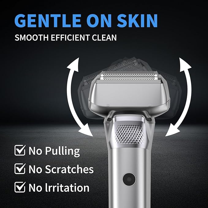 Electric Razor for Men Professional Detachable Wet/Dry Electric Foil Shaver with Pop-up Trimmer 70 Minute Runtime, Rechargeable Precision Trimmer (Silver)