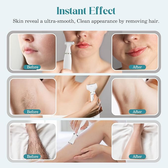 PELCAS Bikini Trimmer for Women Kit 6 in 1 Electric Shaver, Cordless Razors, Nose Hair Trimmer, Shaver for Women & Men Pubic Hair, Private Area, Legs, Face, Nose, Eyebrow, Body Hair Removal