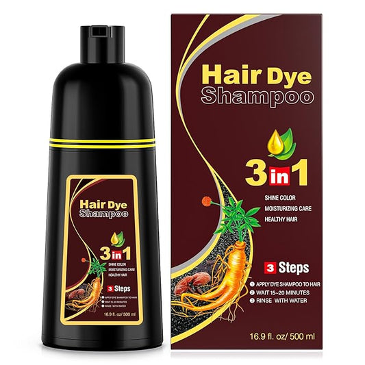 Ivnil Dark Brown Hair Dye Shampoo 3 in 1 for Women/Men Hair Color for Grey Coverage Seimi Permanent Instant Champu Para Canas Mujer for Men - Herbal Natural Dye Cover Gray