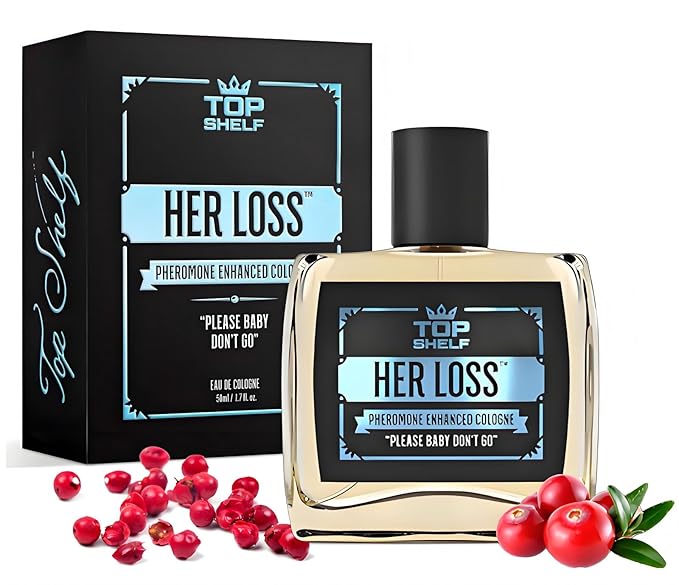 Top Shelf Her Loss Cologne for Men (Pheromone Enhanced) - 1.7 Fl Oz Long Lasting Herloss Perfume Para Hombre, Natural Herbal Scent - Awaken Raw Instinct, Her Loss Pheromone Cologne for Men Attract Her