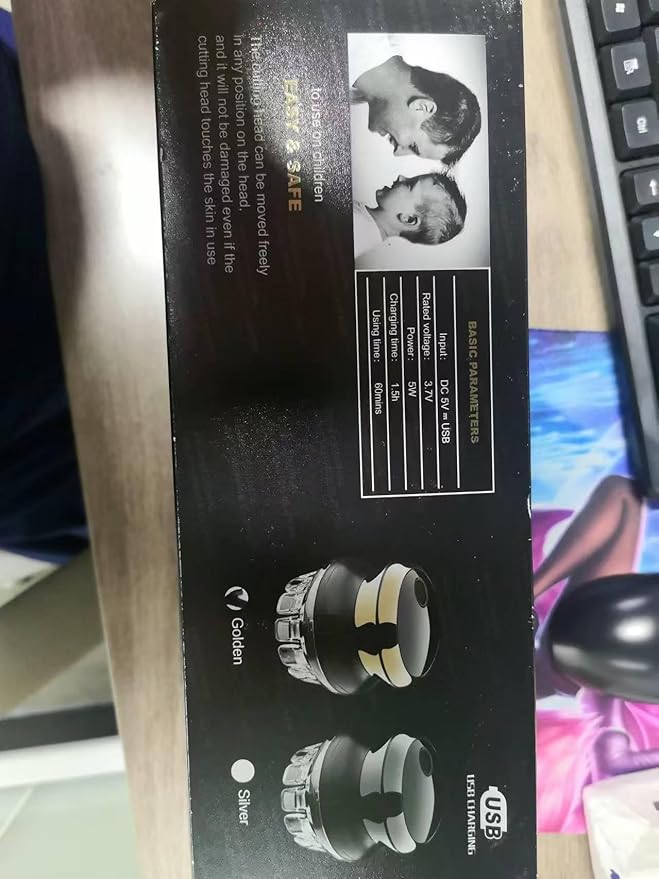 KEMEI Professional Hair Clippers for Men, Automatic Circular Hair Trimmer, Cordless Self-Haircut Kit with LED Display, KM-887 Silvery