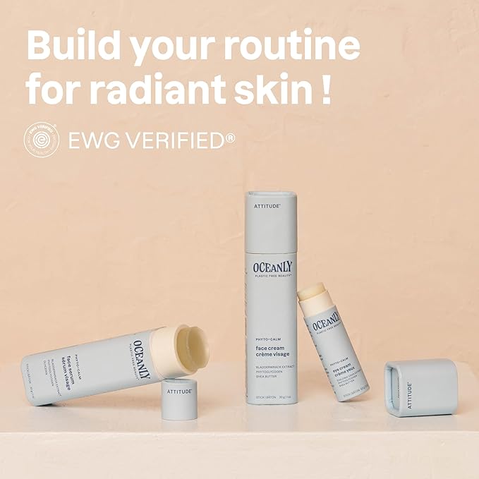 ATTITUDE Oceanly Eye Cream Stick, EWG Verified, Plastic-free, Plant and Mineral-Based Ingredients, Vegan and Cruelty-free Beauty Products, PHYTO CALM, Unscented, 0.3 Ounce