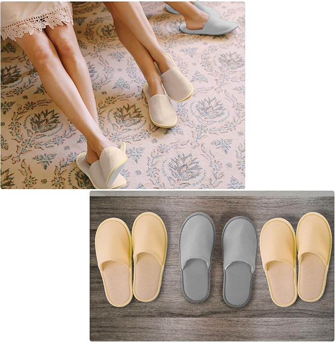 Geyoga 12 Pair Disposable House Slippers for Guests Non Slip Disposable Slippers for Spa Travel Hotel Shoeless Home Bride Bathroom Bedroom