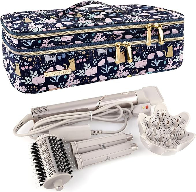 MissBoy Double Layer Travel Case Compatible with Revlon One-Step Volumizer/Hair Dryer/Hot Air Brush, Dyson Hair Dryer Carrying Case, Shark Flexstyle Storage Organizer Bag (Bag Only)