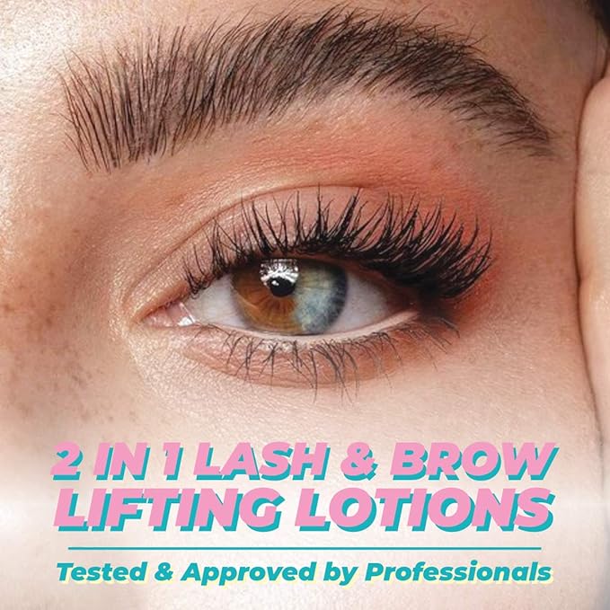 2 in 1 Brow Lamination & Lash Lift Lotion Set | Sachet Refill for Lash Lift Kit & Eyebrow Perm | Fast Acting 3-Step Lifting, Setting Lotions with Nutrition Serums | 10 Treatments | Salon Use