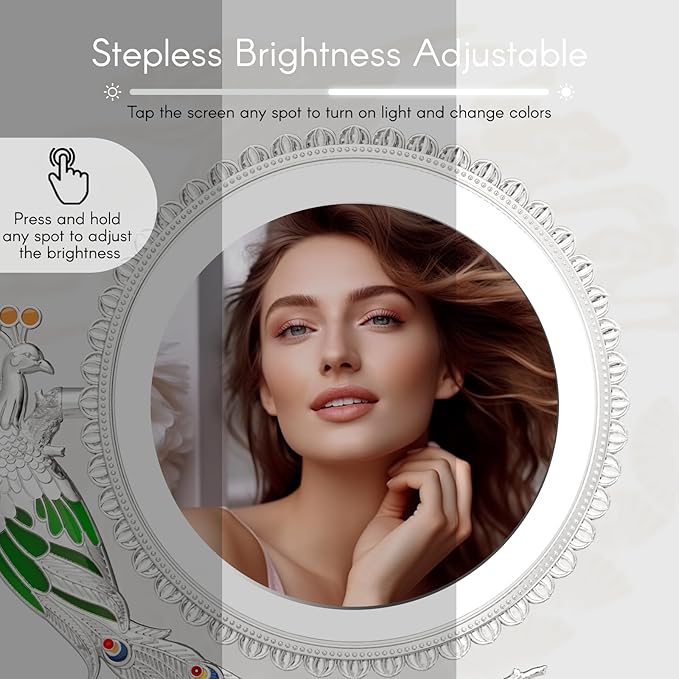 Makeup Mirror with Lights and 1X/7X Magnification - Phoenix Baroque Style Vanity Mirror - Gifts for Women Birthday Gifts for Women Mom Her, Aesthetic Home Decor (Pearl Nickle)