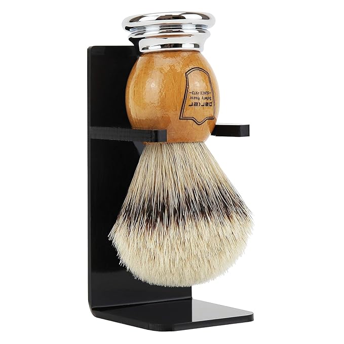 Parker - 100% Silvertip Badger Men's Shaving Brush & Stand - Olivewood
