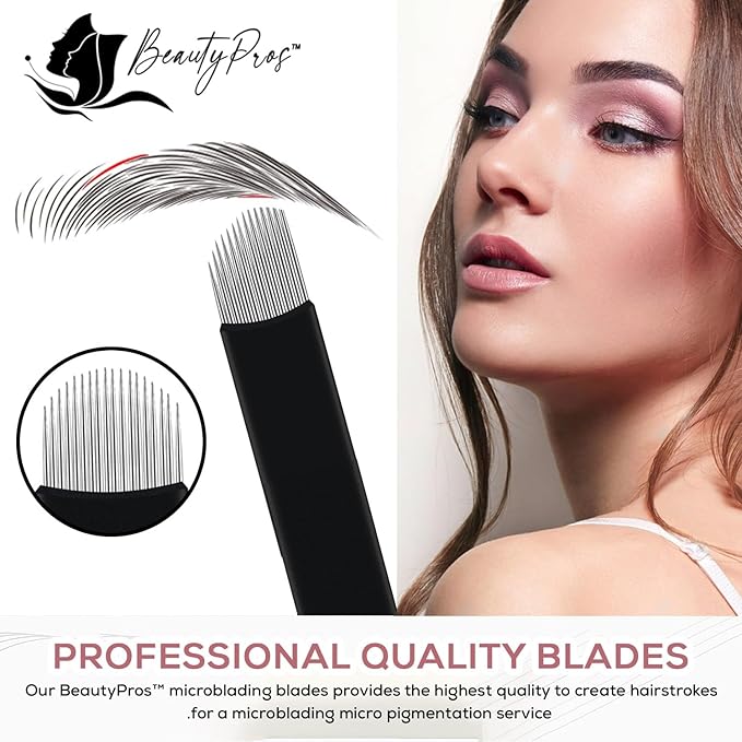 Disposable Microblading Blades, Manual Eyebrow Shading Blades, Perfect for Hair Strokes Eyebrow, Eyebrow Needle (18U 0.18mm)