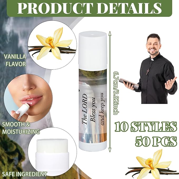 50 Pcs Lip Balm with Scripture Religious Lip Balm for Women Christian Gifts Bulk Faith Bible Verse Scripture Inspirational Gift Party Favors for Women Coworkers 10 Styles