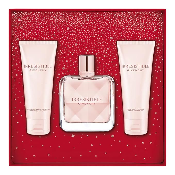 Givenchy Irresistible 3-Piece Gift Set for Women, (2.7 Oz Eau De Parfum Spray + 2.5 Oz Hydrating Body Lotion + 2.5 Oz Bath & Shower Oil)