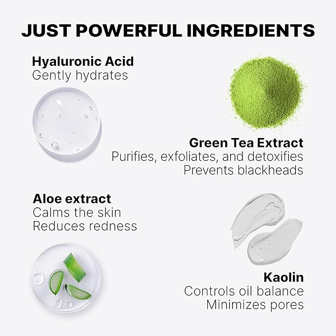 2-in-1 Green Tea Mask Stick - Blackhead Remover Mask & Hyaluronic Acid Moisturizer - Facial Deep Pore Cleanser - Face Masks for Skincare (2-pack, Tea Tree)