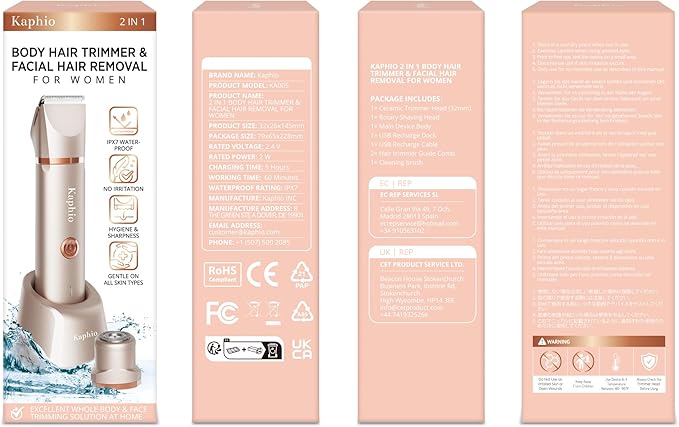 Bikini Trimmer for Women Pubic Hair: 2 in 1 Eletctric Razors for Women - Rechargeable Eletctric Shaver - IPX7 Waterproof Bikini Trimmer for Underarm Leg Arm Body (Rose Gold)