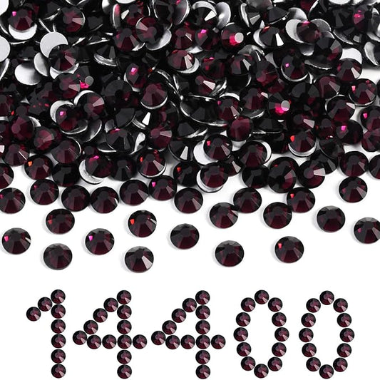 Beadsland Flatback Rhinestones Bulk,14400pcs Burgundy Rhinestones for Nails Crafts Clothes DIY Decoration, Amethyst, SS20, 4.6-4.8mm