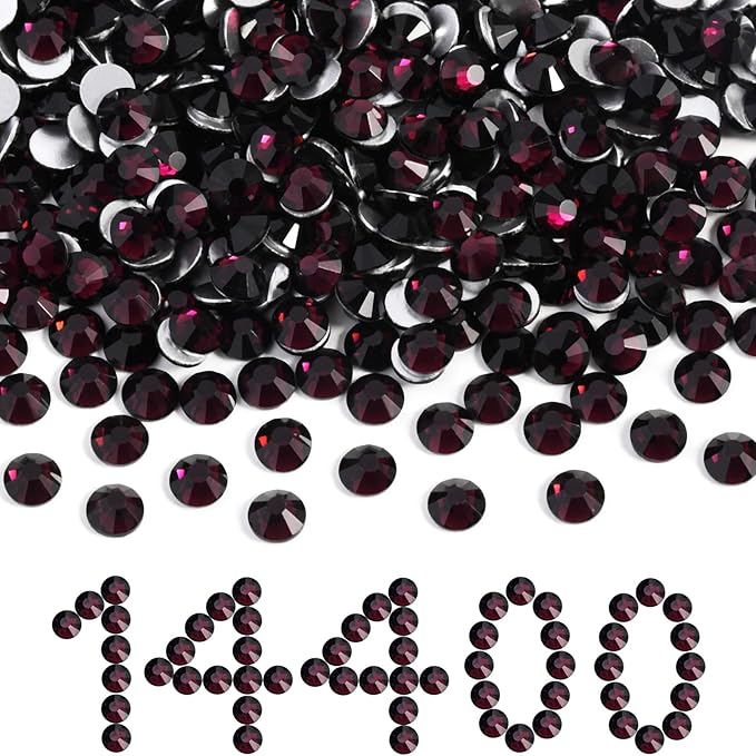 Beadsland Flatback Rhinestones Bulk,14400pcs Burgundy Rhinestones for Nails Crafts Clothes DIY Decoration, Amethyst, SS16, 3.8-4.0mm