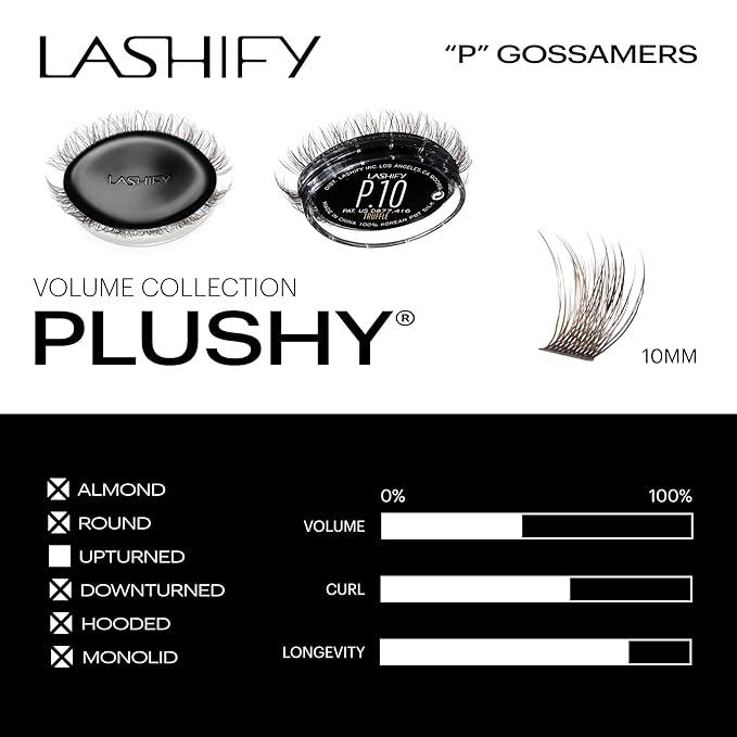 Lashify Plushy 10mm Gossamer Lashes in Truffle Color, Easy DIY False Lashes for a Voluminous Yet Still Natural Look