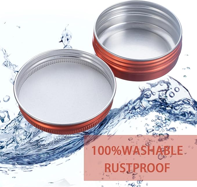 24 Pack 4oz Screw Top Aluminum Tin Jars with Screw Lids and Blank Labels - Refillable 120ml Metal Containers for Lip Balms, Candles, Salves, Spices, Crafts (Orange)