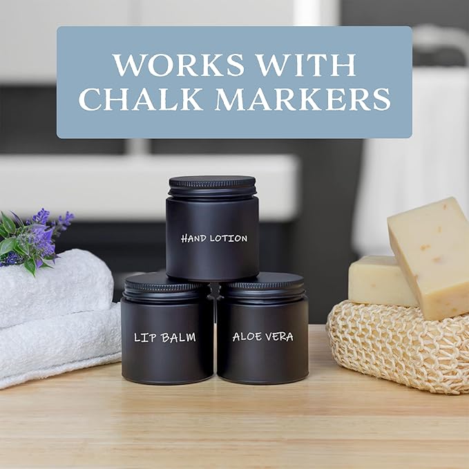 Cornucopia 4oz Black Coated Glass Jars (12-Pack); Cosmetic Jars with Black Metal Lids and Black Matte Exterior, 4-Ounce