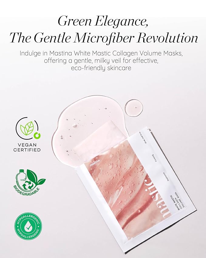 MASTINA White Mastic Face Mask (Collagen Volume, 4 pc) Premium Korean Skin Care for Elasticity & Radiance Rough Sagging Skin White Mastic Hyaluronic Acid