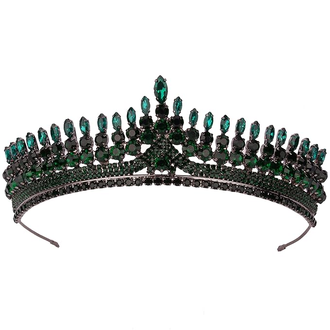 LIMELIA Women's Tiara for Henna Wedding Party|Glitter Hair Accessories for Bridal Birthday Pageant Prom Halloween Cos-play Christmas Party|Antares-Green