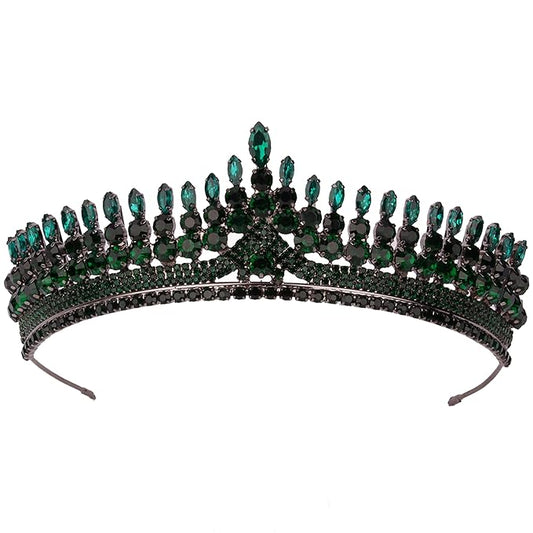 LIMELIA Women's Tiara for Henna Wedding Party|Glitter Hair Accessories for Bridal Birthday Pageant Prom Halloween Cos-play Christmas Party|Antares-Green