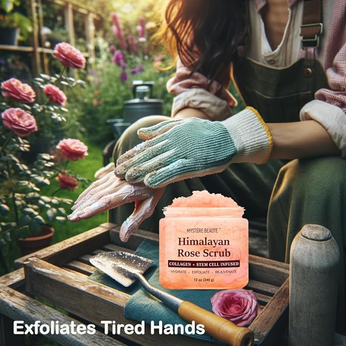 Himalayan Salt Body Scrub 12 oz - with Collagen and Stem Cells - Exfoliating Salt Scrub for Cellulite - Deep Cleansing for Acne, Scars, Wrinkles - Moisturizes Skin