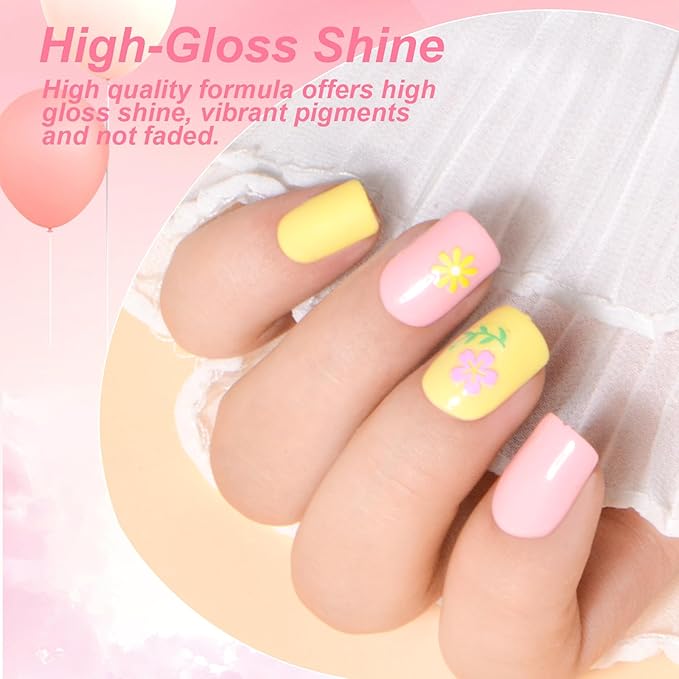 Gel Polish Nail Set 20 Colors with 3Pcs Glossy & Matte Top Coat and Base Coat, Hot Pink Yellow Jelly Neon Red Glitter Pink Black Sparkle Glitters Colorful Gel Polish Set For Valentine's Gifts