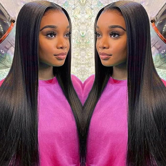 5x5 HD Straight Lace Closure Wigs Human Hair Wear and Go Glueless Wigs Human Hair Pre Plucked Pre Cut with Baby Hair 180 Density Straight Transparent Lace Front Wigs For Women 30 Inch