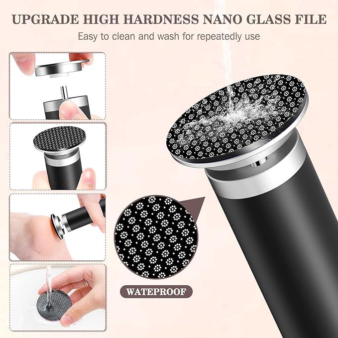 Electric Foot Callus Remover with Nano-Glass Head, 2000mAh Portable Electric Foot File with Upgraded Powerful Metal Gear Motor, Premium Aluminum Electric Callus Remover for Feet, Gifts for Men Women