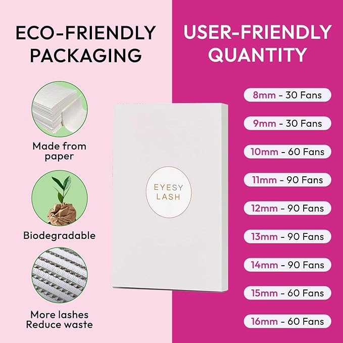 1200 Easy Promade Fans - 5D 0.07 Curl D Mixed Lengths 8-16mm - Ultra Speed 40 Lines Eyelash Trays Volume Premade Lash Fans Handmade Pre Made Eyelash Extensions Fluffy Soft Pointy Base