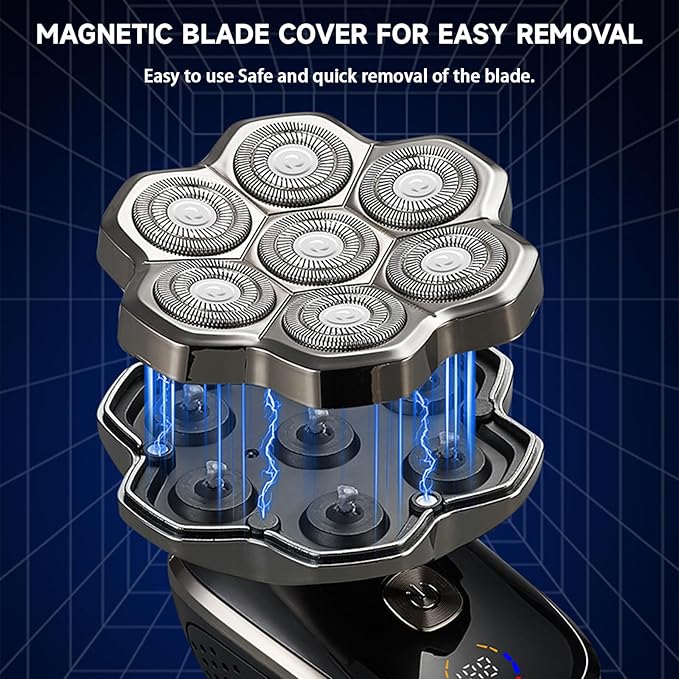 Electric Head Shaver for Bald Men, 5-in-1 Rotary Shaver for Bald Men, Waterproof Wet/Dry Grooming Kit Electric Shavers for Mens, Cordless Rechargeable 7D Bald Head Razor for Home&Travel 311 Black