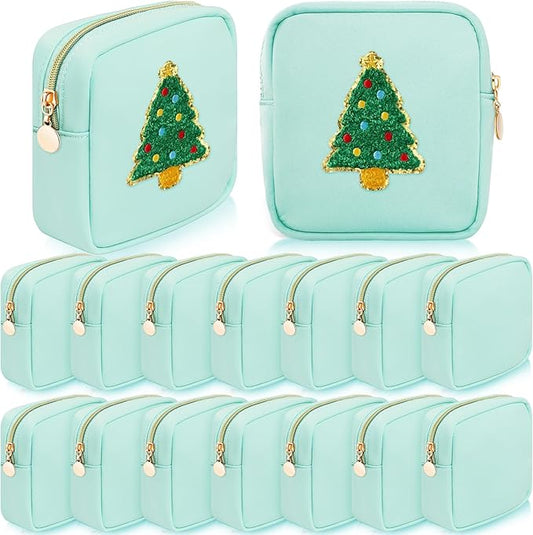 16 Pcs Mini Makeup Bags Bulk Nylon Cosmetic Bags Pouch for Purse Travel Bag Pouch Toiletry Organizer Pouches Bag for Women, Small Zipper Pouch Preppy Coin Purse for Custom Valentines Gifts